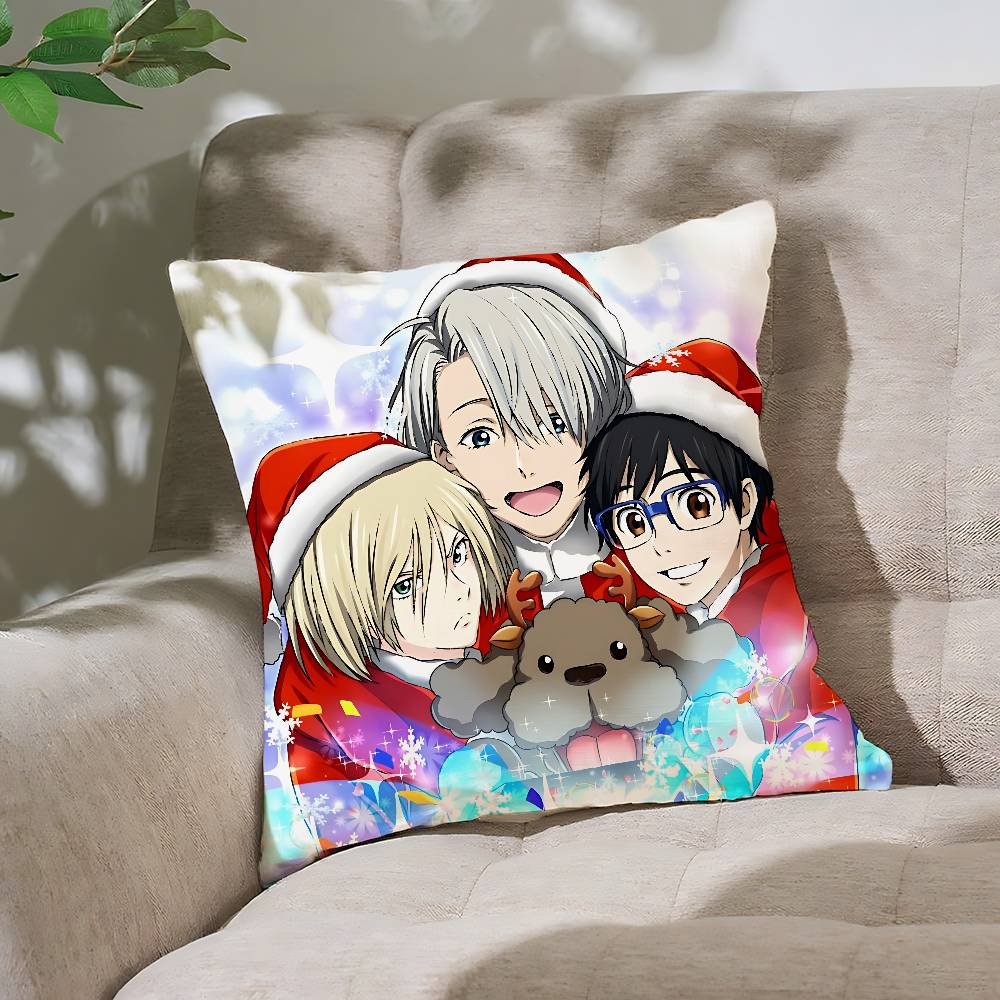 

Anime Y-Yuri On Ice Pillow Case Cushion Cover Soft Cute Throw Pillow Case For Car Sofa Pillowcase Polyester With Zipper 16x16Inch