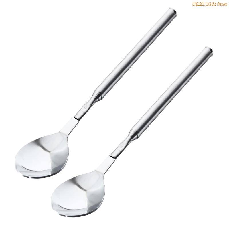 K1AE 2pc Extendable Barbecue Forks Stainless Steel Construction Portable Cutlery For Outdoor Cooking Roasting And Serving