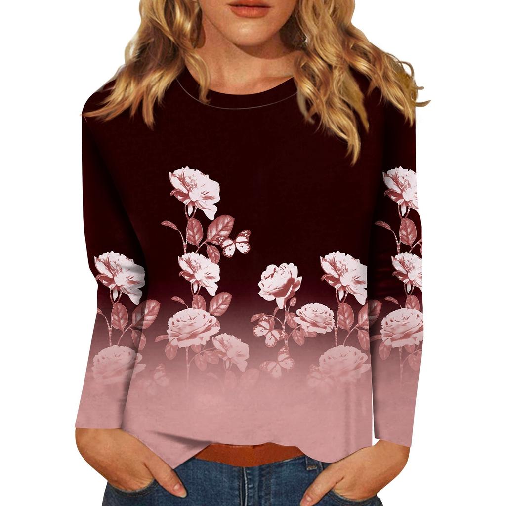 Women Print Graphic Tees Blouses Casual Plus Size Basic Tops Pullover Tops Clothing