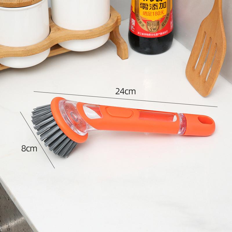 Creative Kitchen Pan Brush Non-Slip Press To Dispense Automatic Liquid Dishwashing Brush Long Handle Press Cleaner