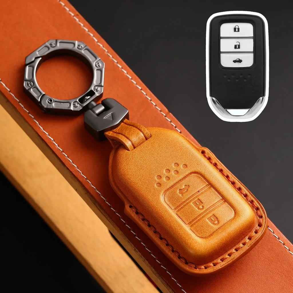 Leather Car Key Case Cover Shell For Honda Civic Accord Vezel Fit Crv Hrv Crz Hrv Polit Jazz Jade Stepwgn Elysion Pilot Odyssey
