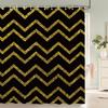 Modern Black And White Gold Star Pattern Print Shower Curtain With Hooks For Waterproof Durable Bathtub Curtains Bathroom Decor