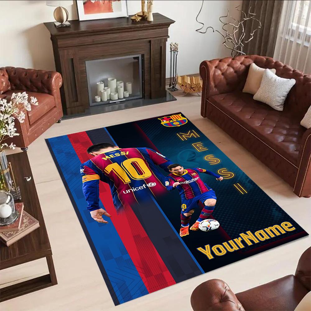 Messi 455 Personalized Name Floor Rug Office Rug Perfect for Bedrooms Study room Kitchen Balcony Antislip Carpet Office home decor Gift for Festivals
