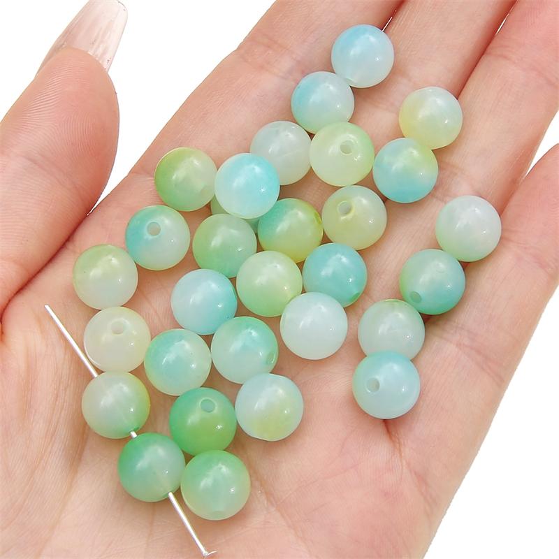 8mm/10mm Jeleu acrilic margele bicolore distanțiere rotunde margele libere pentru colier, brățară, cercei, bricolaj, bijuterii, accesorii
