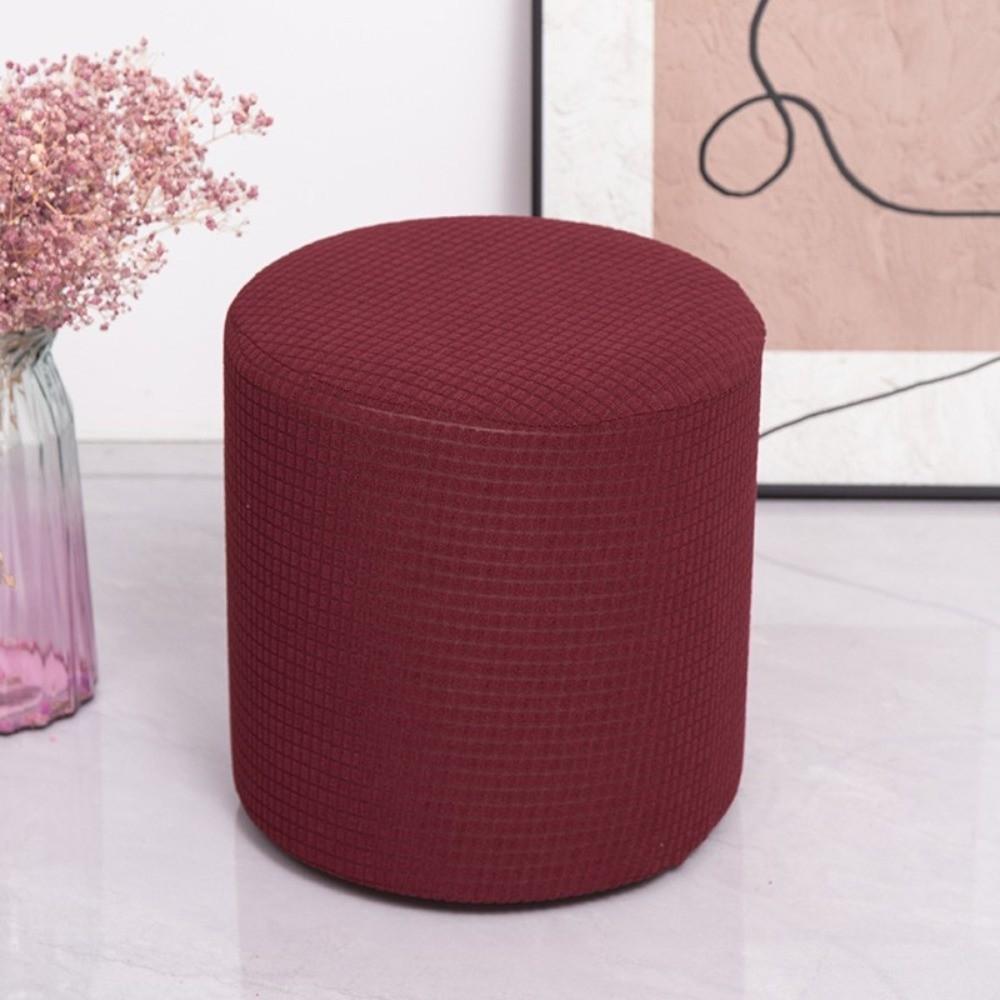 Round Shape Round Ottoman Slipcover Dustproof Universal Seat Slipcovers Elastic Polar Fleece Chair Cover