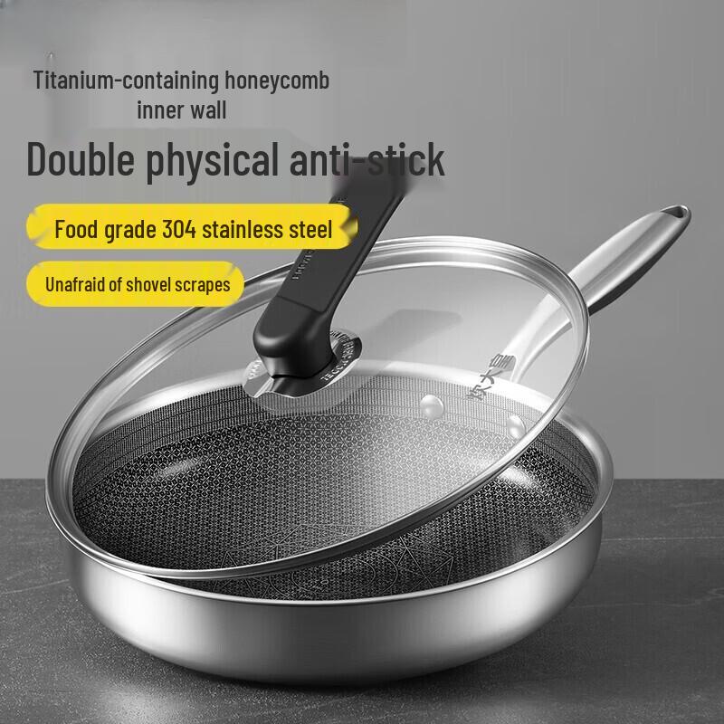 

COOKER KING Non-Stick Stainless Steel Frying Pan with Lid, 28cm