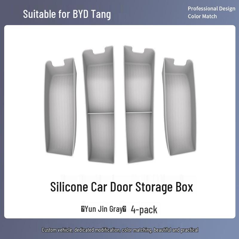 BYD Tang Car Door Storage Box: Silicone, Waterproof, Original Color for Front and Rear, Fits 26 Models