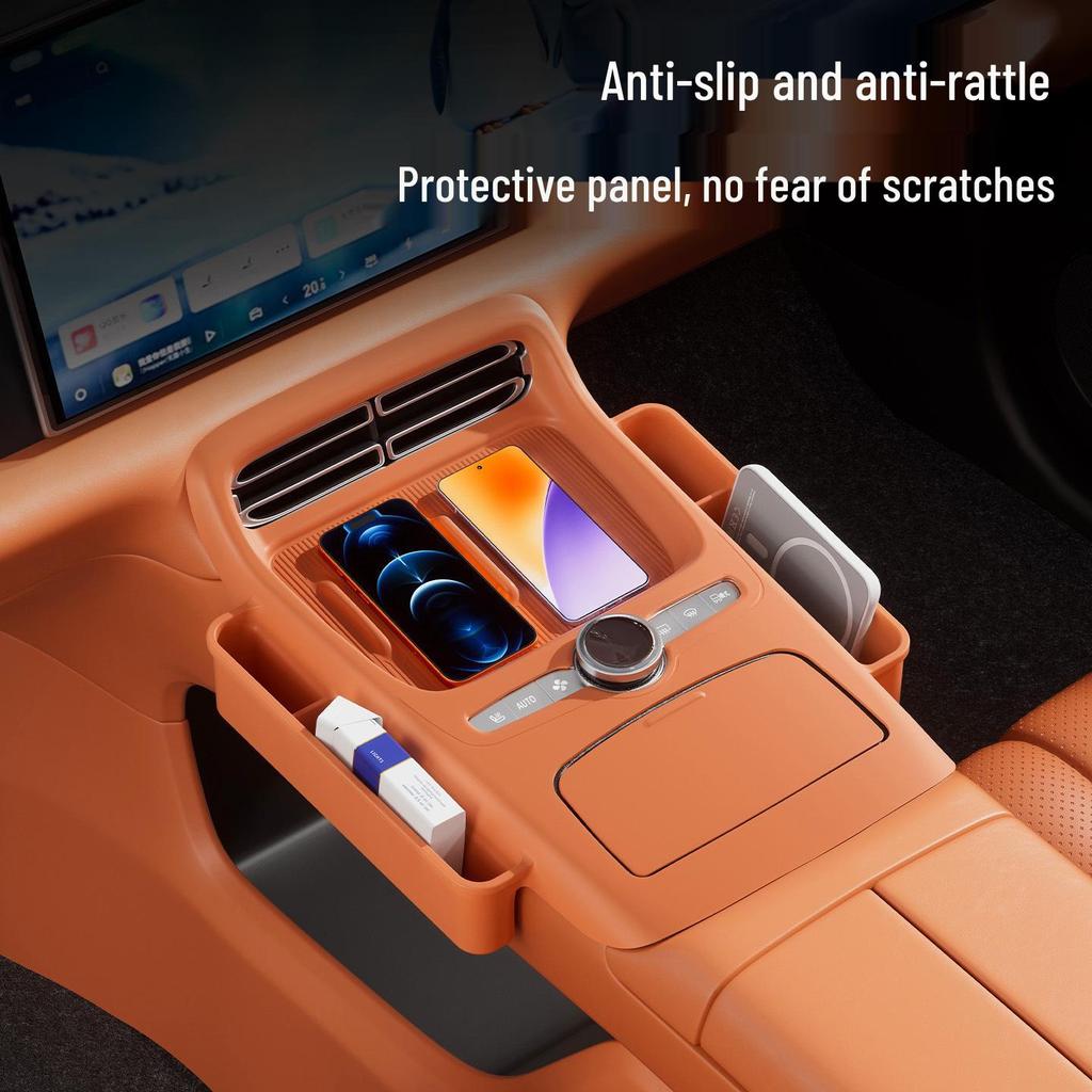 Kompatibel mit 25 Geely Galaxy M9 Modellen: Rutschfeste Silikon-Konsole für kabelloses Laden & Aufbewahrung - Auto-Innenzubehör.