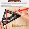 7 Inch Carpenter Square, Woodworking Triangle Ruler Set, CNC Aluminum Alloy Framing Square, Adjustable Angle Carpentry Triangle Ruler, Multifunction