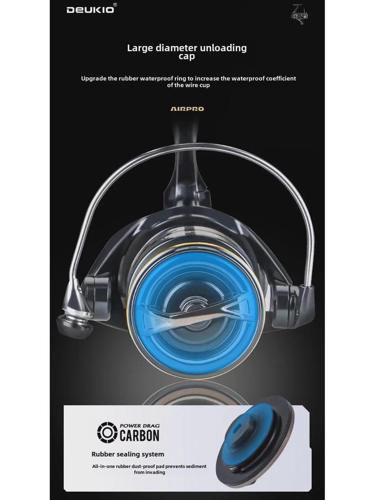 Dequ Ultraleichte Kohlefaser Spaltfreie Hochgeschwindigkeits-Anti-Seewasser-Angelrolle