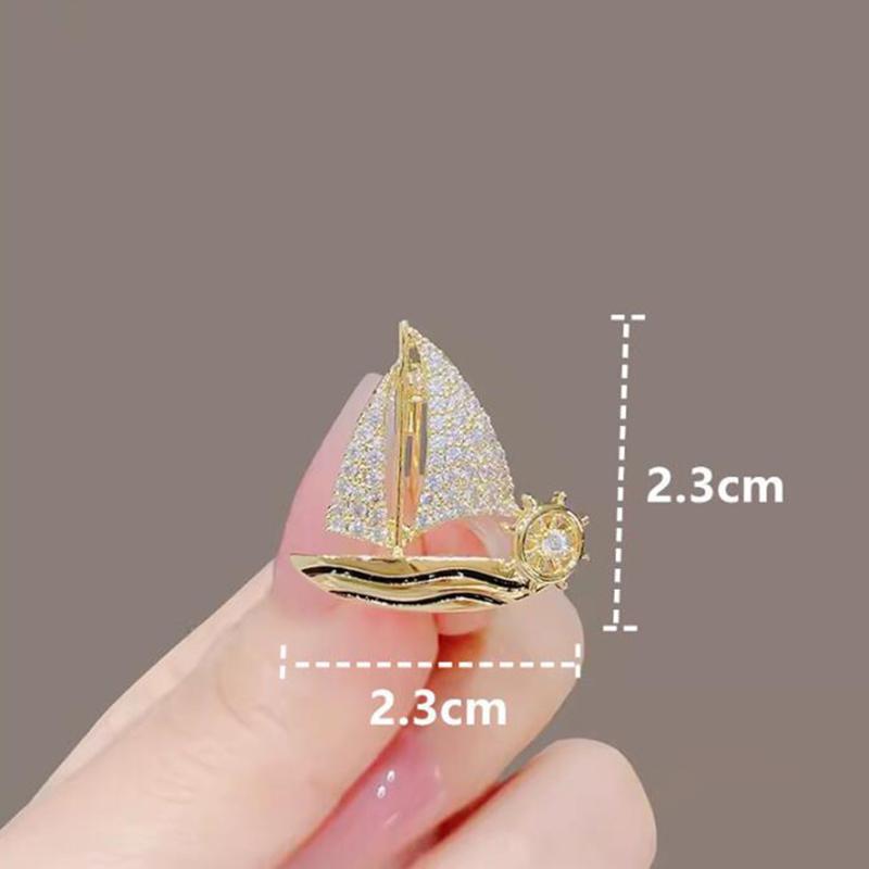 Diamond-Encrusted  Accessories For High-End Women'S Delicate Sailing Corsage Pins