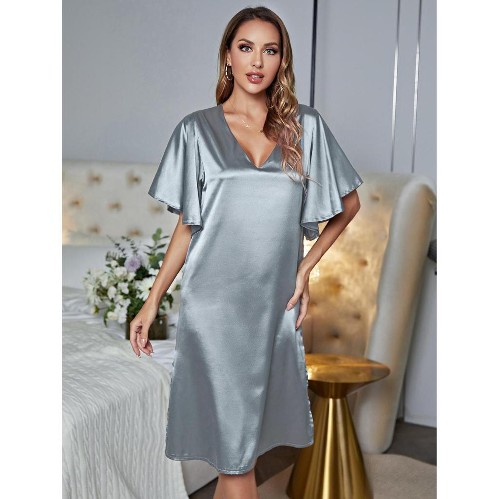 Cross-border Pajamas Women's Summer High-end Ice Silk Sexy Loungewear Short-sleeved Pajamas Women