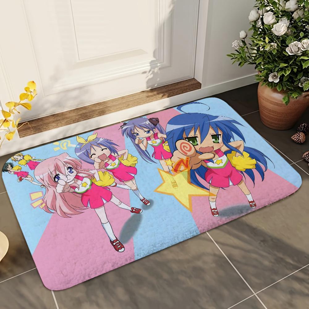 1pc Anime Lucky Star Bathroom Absorbent Mats Anti-Slip Mats Home Decor Supplies Carpets Home Kitchen Floor Mats