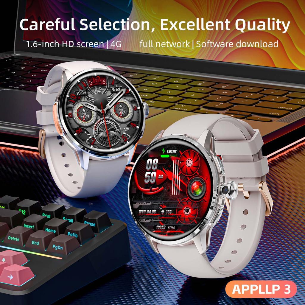 4G LTE Smart Watch with 1.6 Touch Screen HD Display, Pull Out Rotating Camera, NFC Access Control, Long Battery Life,