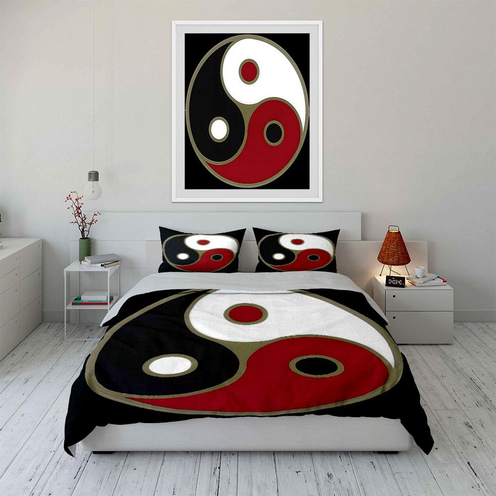 "Yin Yang Decorative Art Set" Soft Skin-Friendly Bedding Set Includes 1 Duvet Cover And 2 Pillowcase Gift