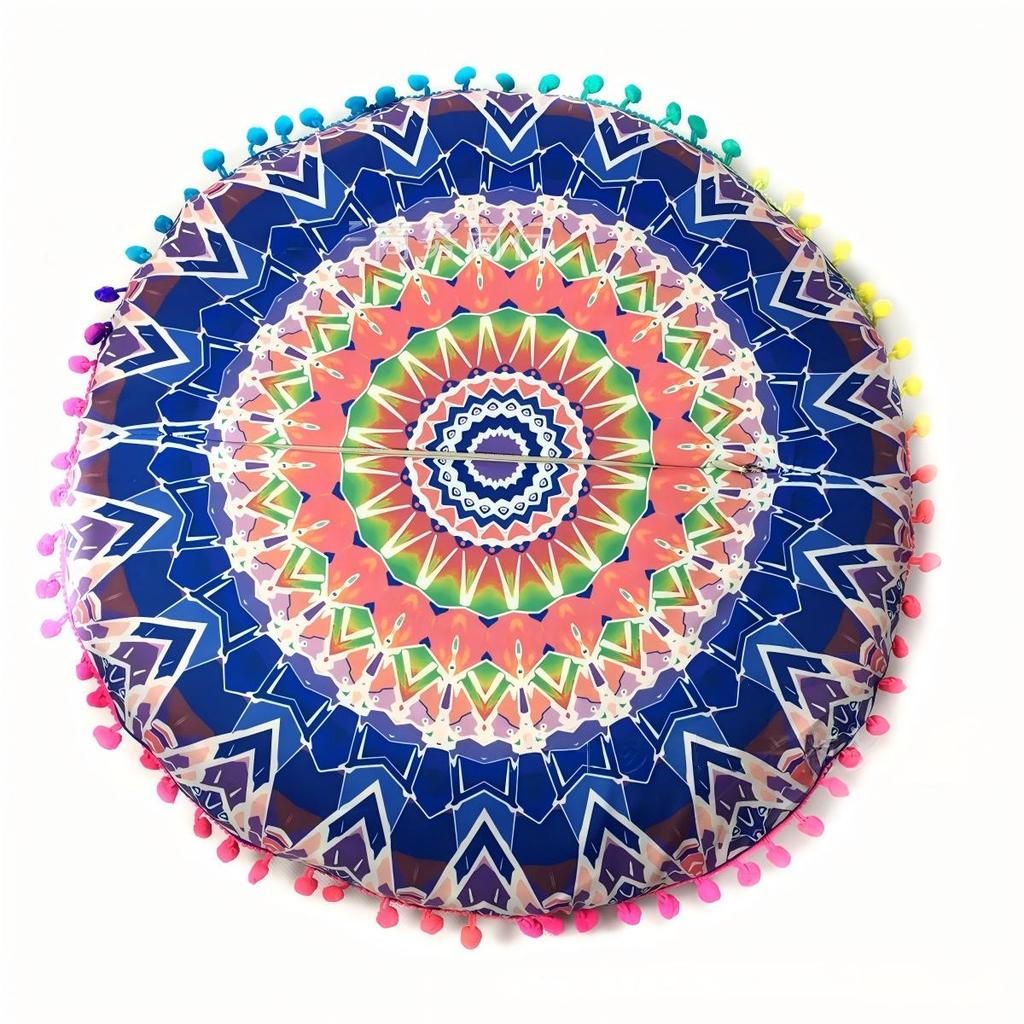 Bohemian 43cm/80cm Round Pillow Case Mandala Pattern Cushion Cover Indian Elephant Retro Meditation Floor Decorative Pillows