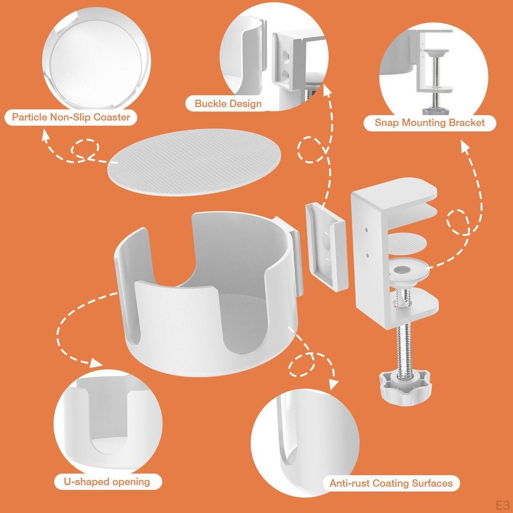 Desk Cup Holder Clip On Table Easily Install Anti Spill Practical Desktop Organizer