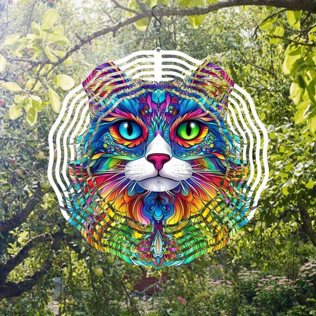 Durable Metal Wind Chime with 2D Rotating Seashell Design Colorful Reflective Outdoor Decor for Garden Patio Yard