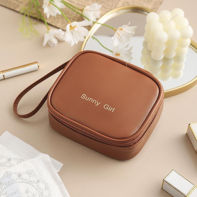 

Color Fashionable Solid Large Capacity Makeup Bag Portable Travel Storage Bag коричневый