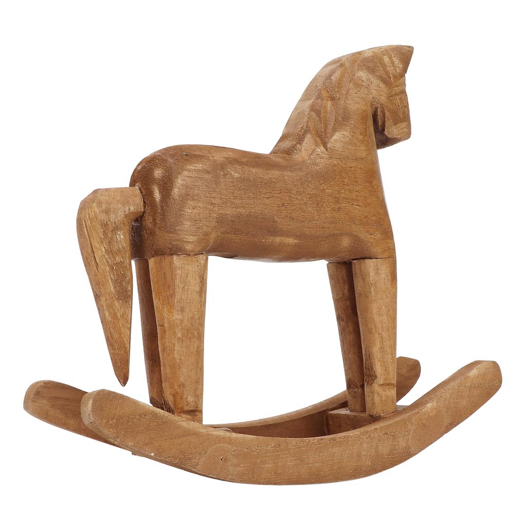 Rocking Horse Decor Handcrafted Pine Horse Ornaments Wooden Horse Toy for Bedside Table Bookrack Showcase for Office