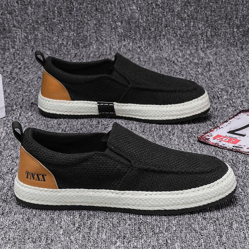 

****** 2024 new linen men s shoes summer lazy one pedal fisherman s**t sole leisure old ******* cloth shoes men 39