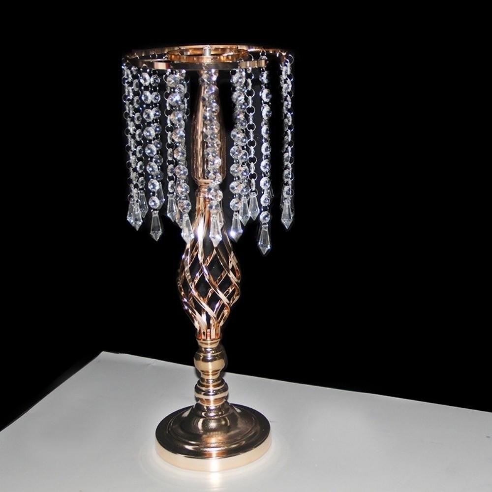 Crystal Flower Vase Golden Dinner Candlesticks Fashion Candle Holder  for Wedding Event Decoration