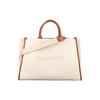 Logo Print Color Block Cotton Canvas Tote Bag Women Tote Bags Off-White Camel LWBGTC00CANV001