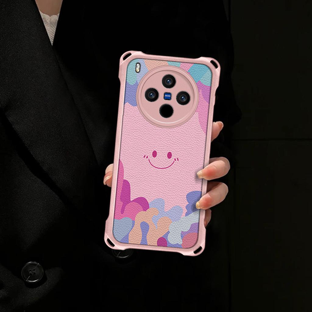 Smiley face is suitable for vivoX300 mobile phone case X200 lanyard bracket X100 Rainbow X90 creative X80 anti-drop cute