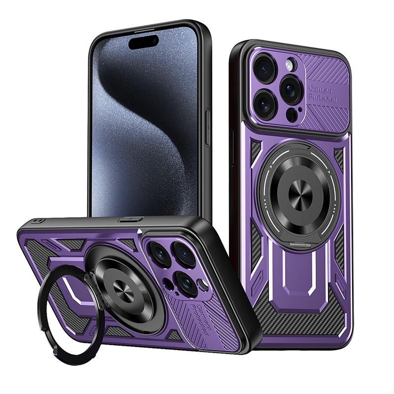 Magsafe Magnetic 360 ° Rotating Metal Car Bracket Ring Armor Phone Case For iPhone 16 Pro Max 14 11 12 13 15 Pro Max Back Cover