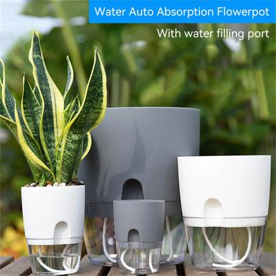 Şeffaf Çift Katmanlı Plastik Saksı Kendiliğinden Sulamalı Saksı Pamuklu Halatlı Sulama Saksısı Enjeksiyon Portlu jardin