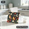 1pc Tissue Box, Whimsical Nature Birds Strawberries Warm Joy Pattern, 2D Flat Printing, Crafted with Strong Polyester, Folds Flat, Napkin Box, for The
