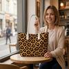 Leopard Print Tote Bag Stylish Casual Shoulder Bag for Daily Use