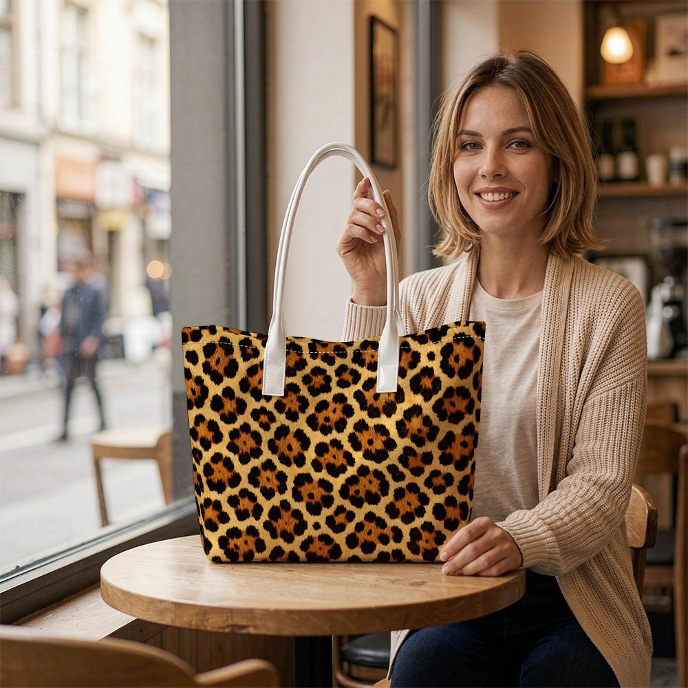 Leopard Print Tote Bag Stylish Casual Shoulder Bag for Daily Use