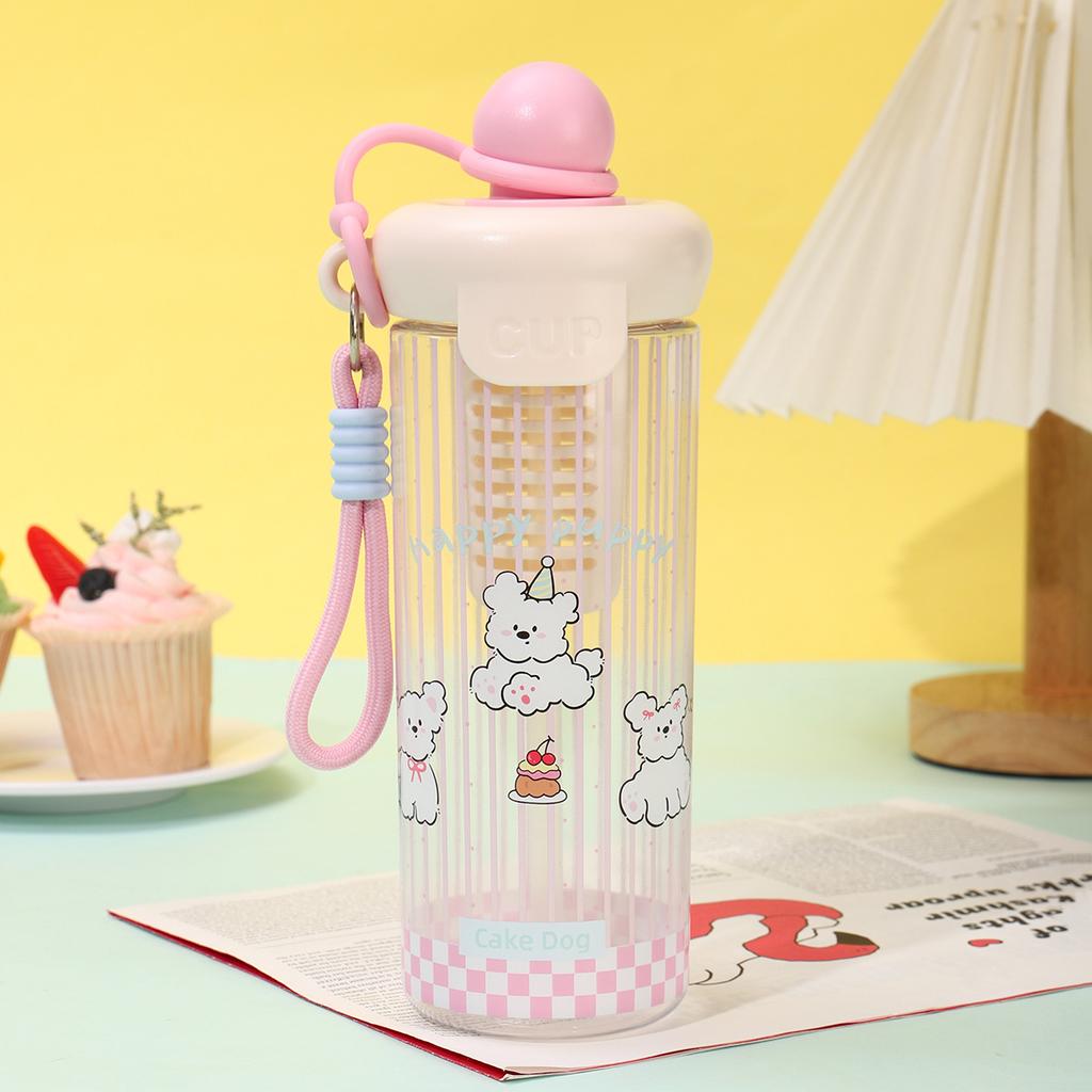 Water bottle fashion float straw cup large capacity tea separation plastic cup men and women travel portable accompanying cup