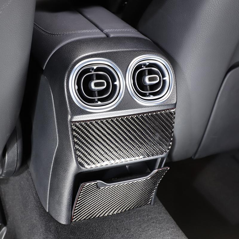 Soft Carbon Fiber Car Rear Air Outlet Storage Box Panel Trim Sticker For Mercedes Benz C-Class W206 2022-2024 Car Accessories