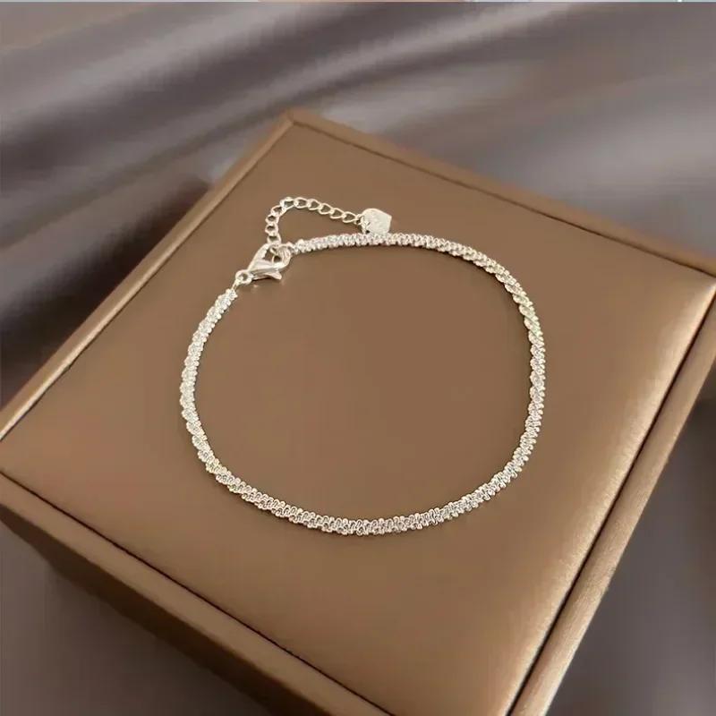 925 Silver Double Layer Pearl Bracelet for Women Girl Design Bead Korean Jewelry Charm Bracelet