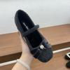 New gray square head small fragrant shoes women's shallow mouth velvet warm Mary Jane shoes rhinestone fluffy shoes cotton shoes commuting