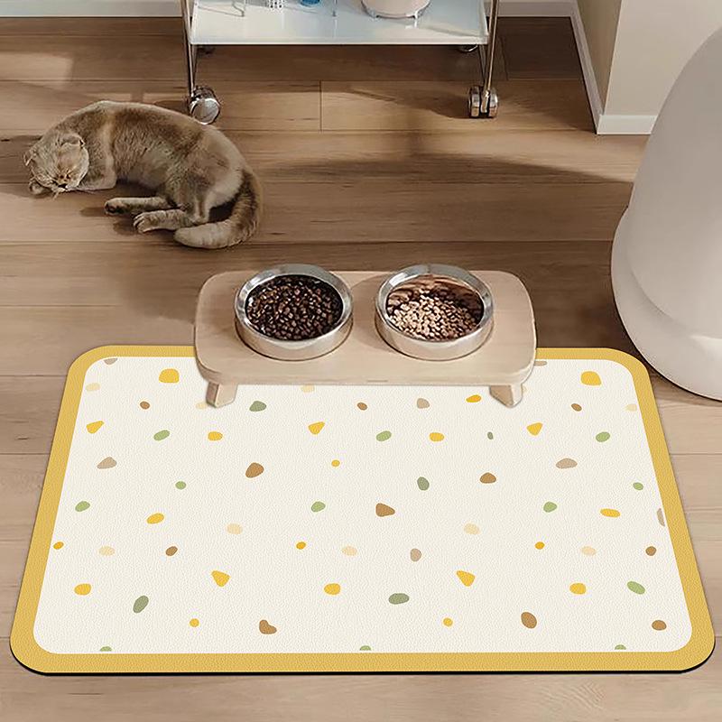 Cat & Dog Feeding Mat: Absorbent, Non-Slip Placemat - Easy Clean, Stain Resistant with Cartoon Design