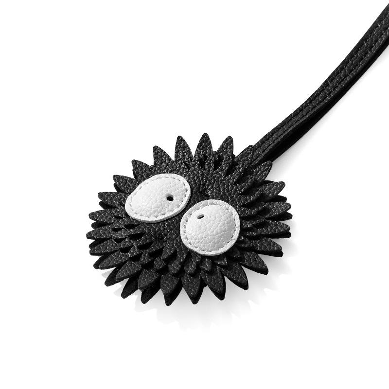 SP-103 Schwarze Kohlekugel Anhänger Lanyard - Niedliches PU Leder Schlüsselanhänger Zubehör