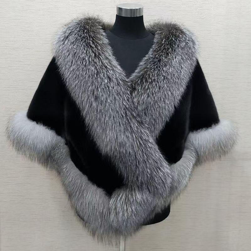 Faux Fox Fur Shawl for Bride - Autumn/Winter Wedding Cloak, Dress Cape