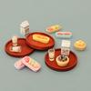 5Pcs 1:12 Dollhouse Miniature Simulation Milk Model Egg Tart Biscuit Ornament Set Diy Decor Toy Scene Meal Plate Accessories