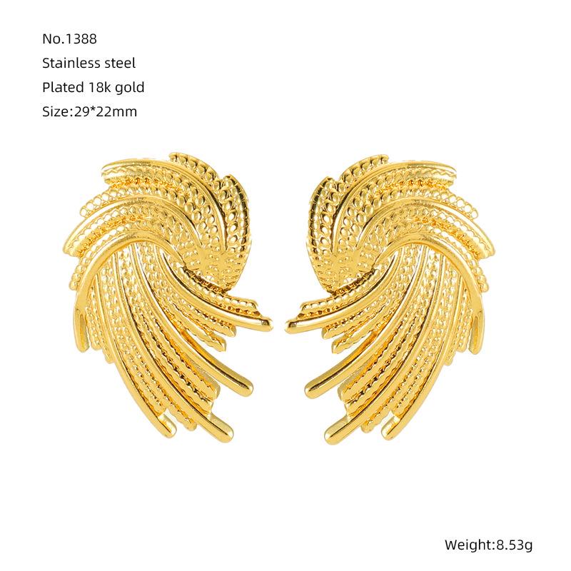 

Европейские и американские серьги-пусеты из нержавеющей стали с геометрическим вихревым дизайном - Преувеличенная индивидуальность, украшения для ушей 18K Gold Plated