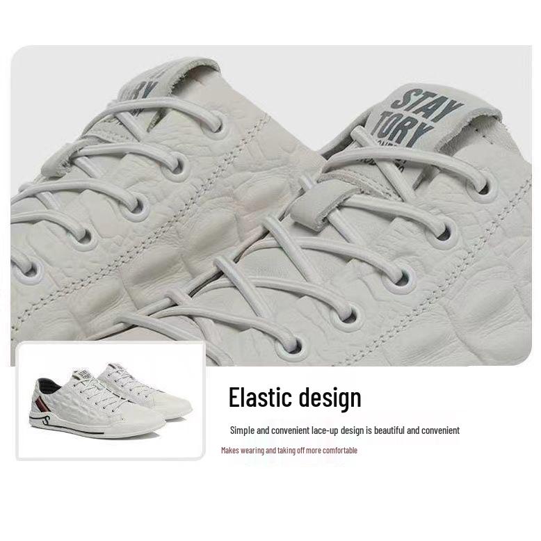 Cowhide Men's Sneakers 2025: New Soft Leather, Trendy Versatile White Shoes for Autumn/Winter Casual Wear