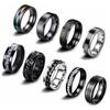 9-Piece Rotating Chain Ring Set Stainless Steel Stress Relief Jewelry Men Women