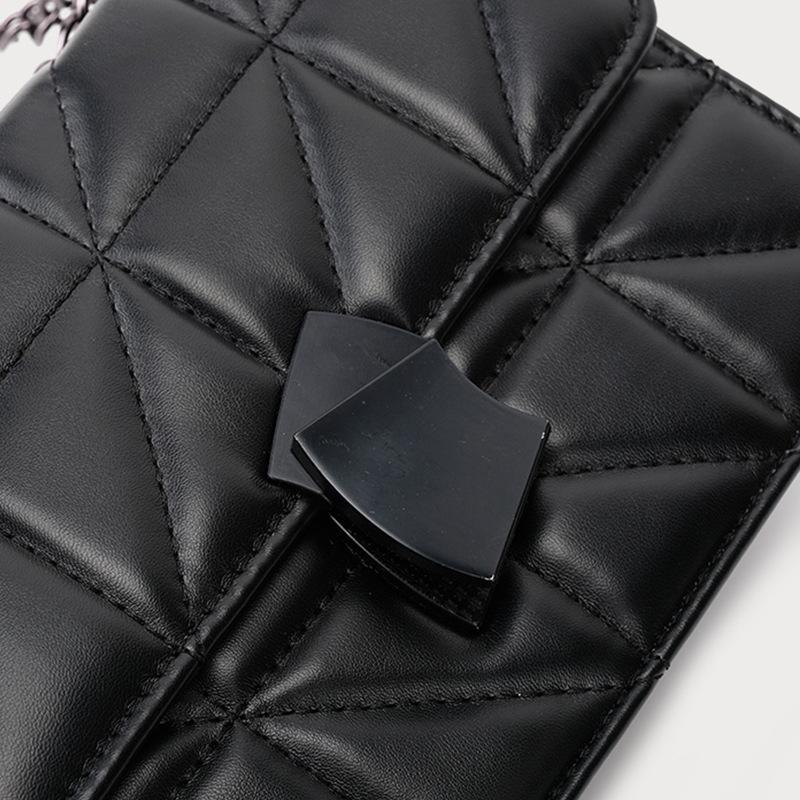 Xiaoxiangfeng PU Leather Quilted Soft Leather Single Shoulder Crossbody Bag 2025 Spring Summer Trendy Black Fashion Versatile Small Square Bag