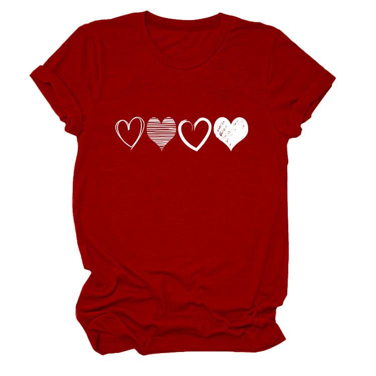 Fashion Trends Four Different Hollow-Out Love Women's Crew Neck Short Sleeve T-Shirts
