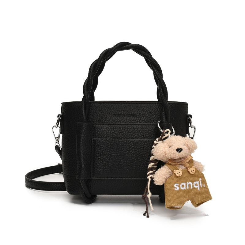 Fashion New Product Niche Design Sense Casual Simple Portable Bucket Bag Personality Versatile Lychee Pattern Messenger Women's Bag