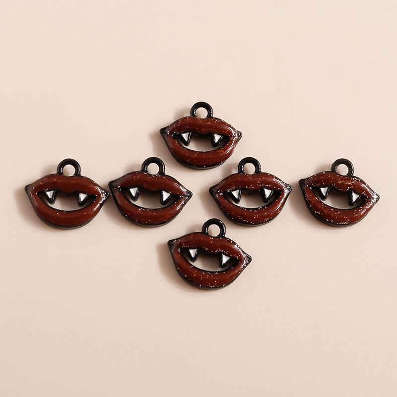 10pcs Cute Enamel Halloween Vampire Teeth Charms for Jewelry Making Earrings Pendants Necklaces DIY Bracelets Crafts Supplies