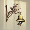 Witch Doorbell Hanging Ornament Iron Craft Broom Riding Witch Resin Vintage Home Decor for Halloween Christmas Party Favors