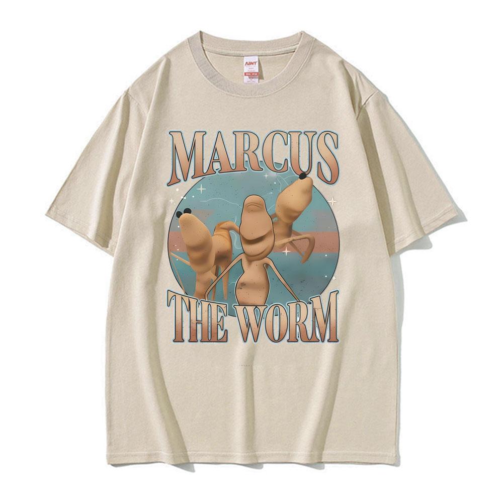 New Marcus The Worm Funny Meme TShirts Unisex Women Vintage Trending Classic Humor T Shirts Casual Oversized Loose Tshirt Clothing